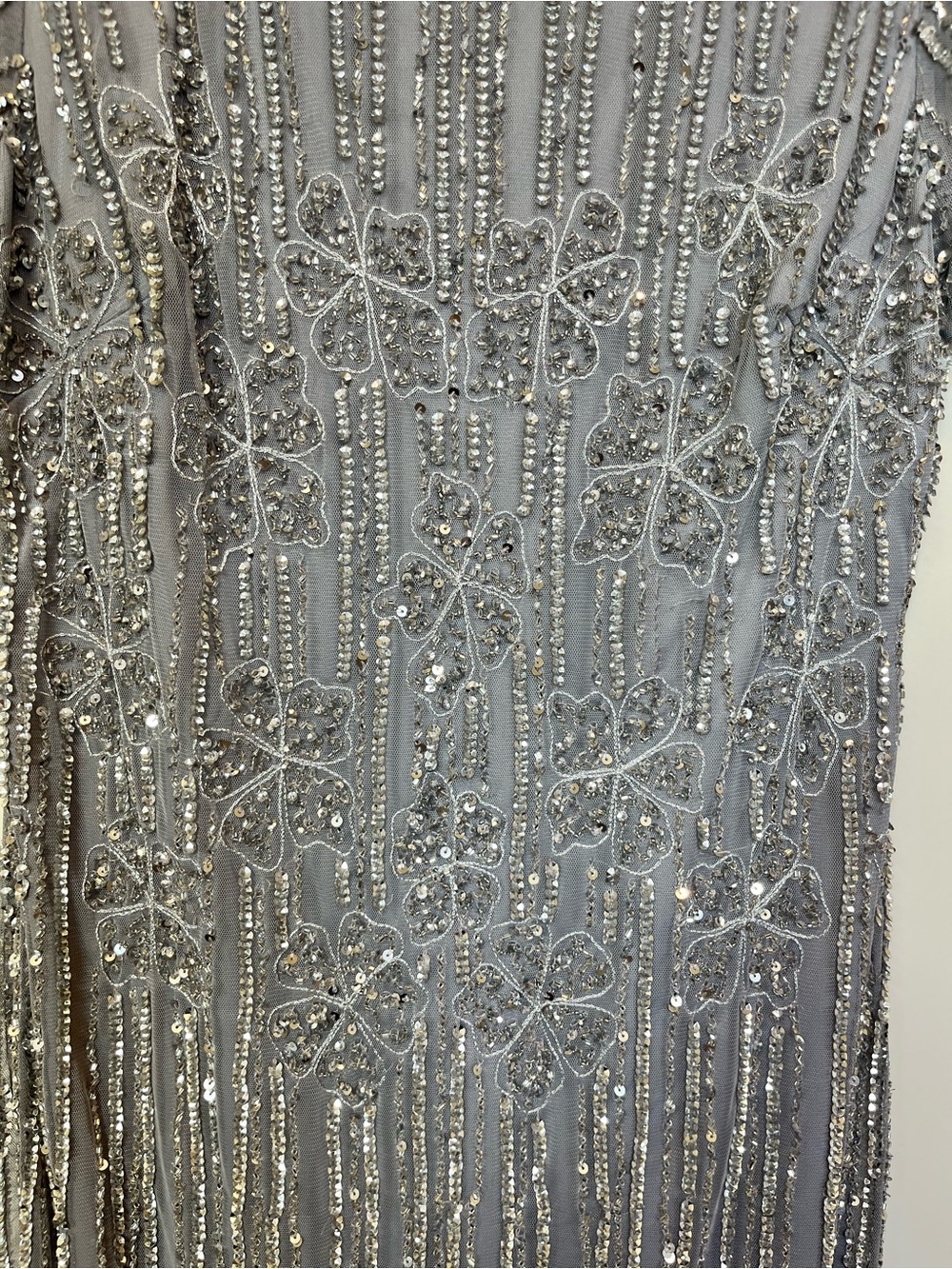 Adrianna Papell Silver Beaded Midi Dress - Picture 3 of 4